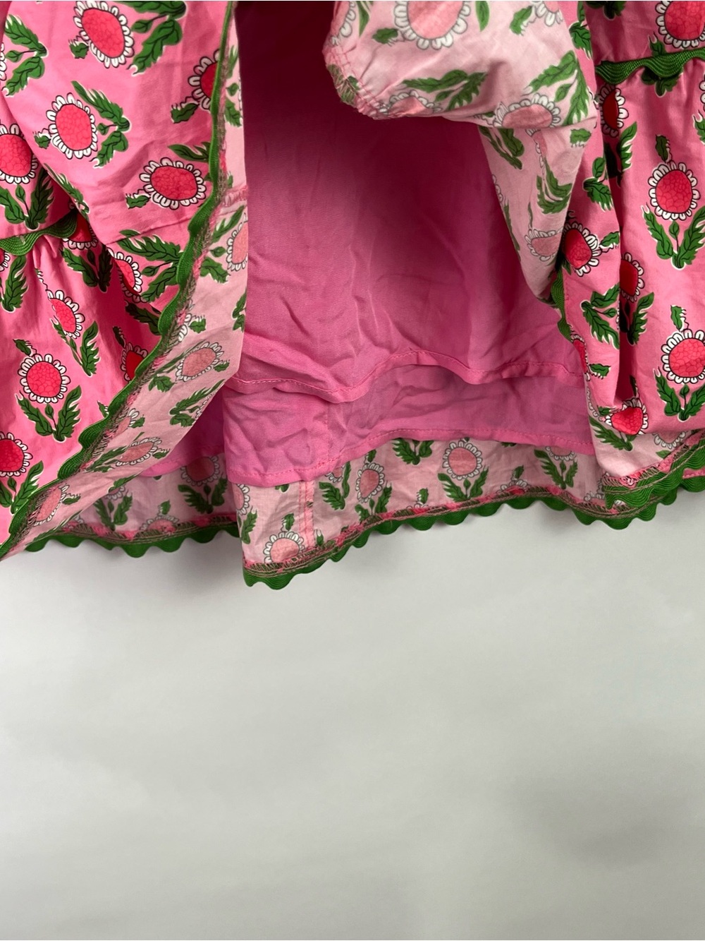 Entro 100% Cotton Tiered Mini Dress Pockets Tassel Tie Boho Cottagecore NWT - Picture 6 of 10